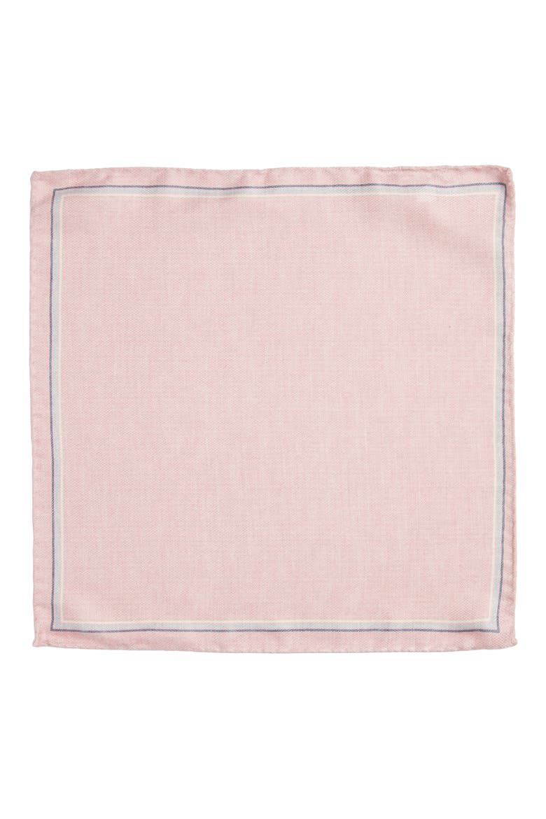 Crestwool Solid & Houndstooth Check Reversible Silk Pocket Square, Alternate, color, PINK