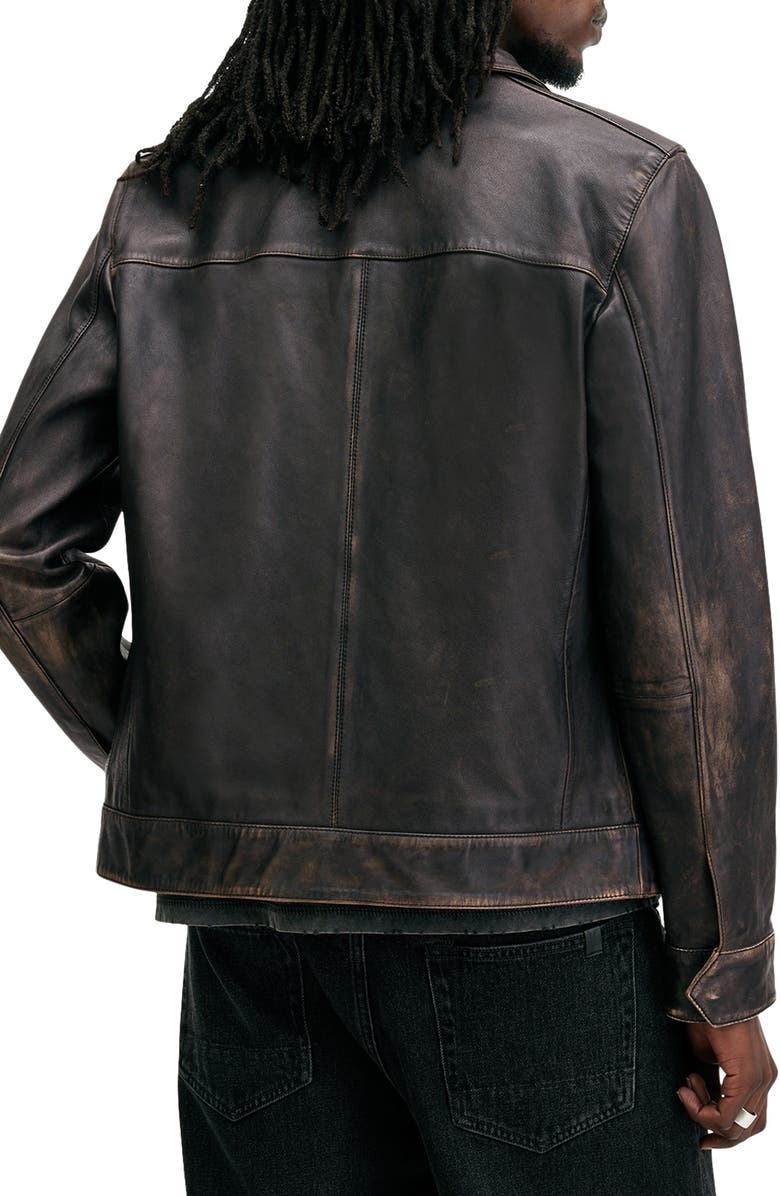 AllSaints Alkan Leather Jacket, Alternate, color, Vintage Black