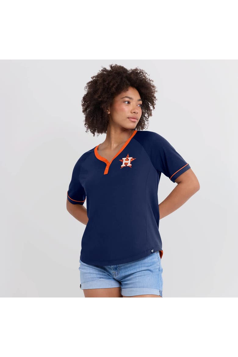 Women's Fanatics Navy Houston Astros League Diva Star Raglan V-Neck T-Shirt, Alternate, color, Navy