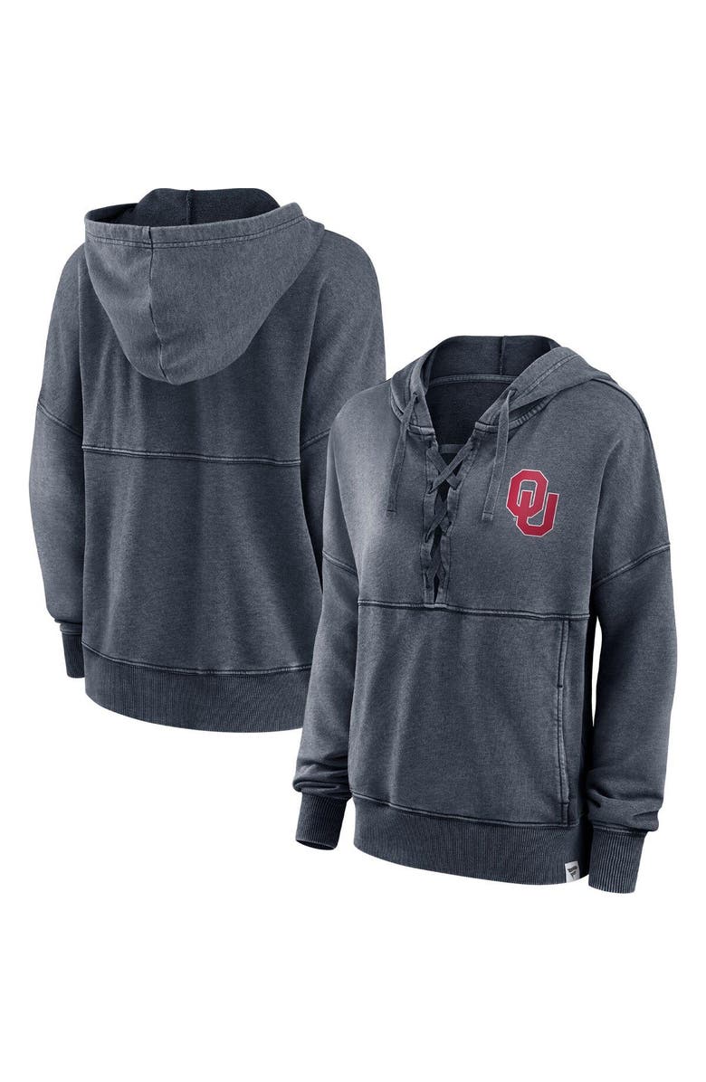 FANATICS Women's Fanatics Branded Heathered Charcoal Oklahoma Sooners Overall Speed Lace-Up Pullover Hoodie, Main, color, Heather Charcoal