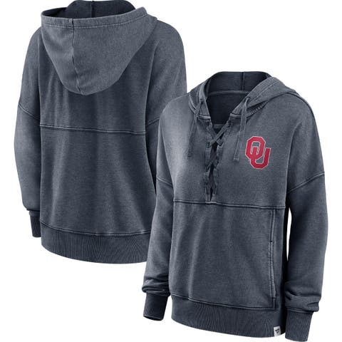 Women's Fanatics Branded Heathered Charcoal Oklahoma Sooners Overall Speed Lace-Up Pullover Hoodie