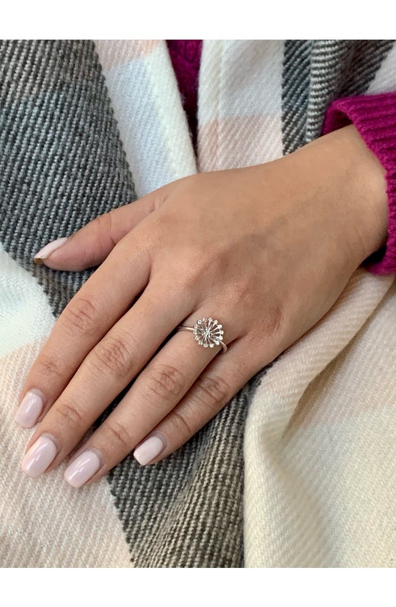 LuvMyJewelry Starburst Yellow Gold Plated Sterling Silver Diamond Ring, Alternate, color, 