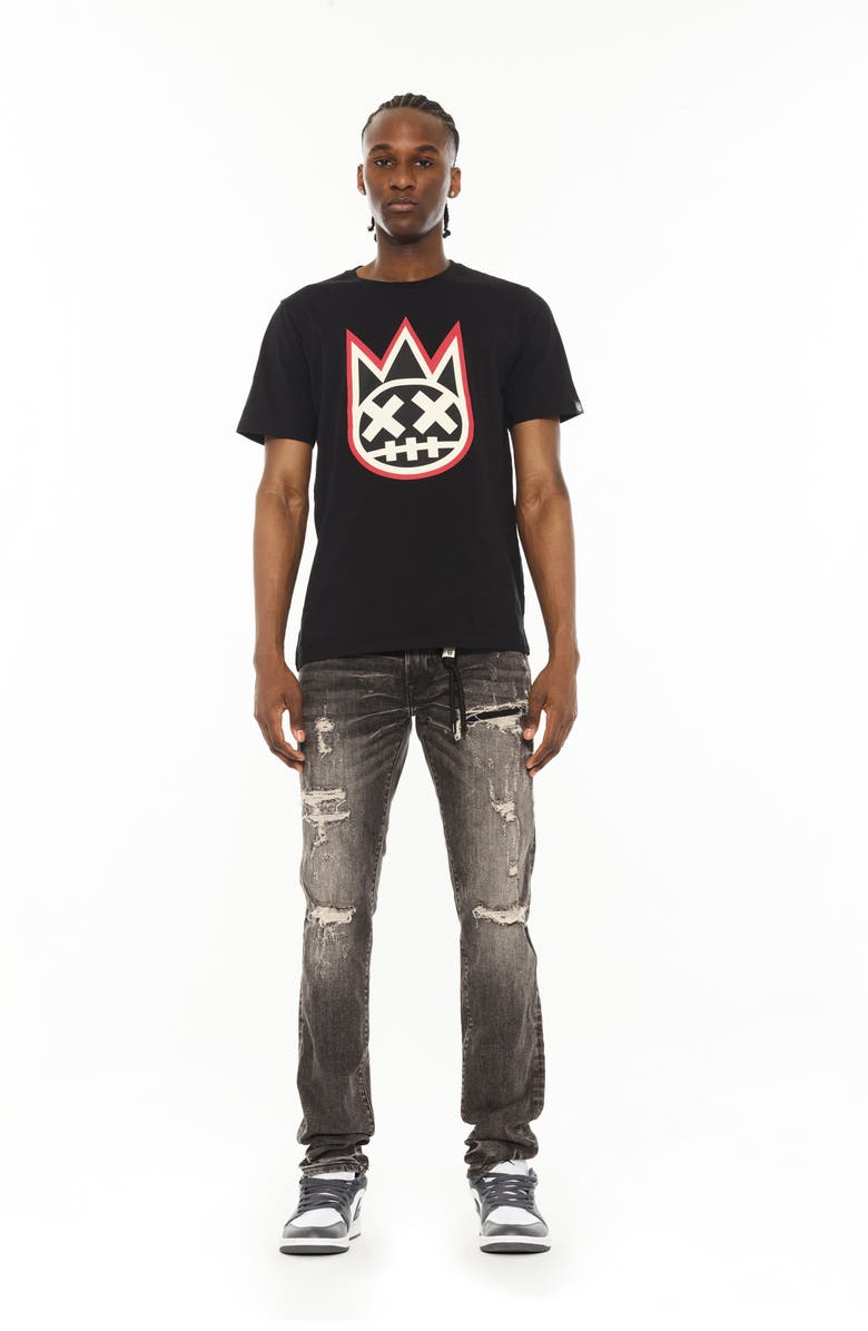 Cult of Individuality Rocker Ripped Slim Fit Straight Leg Jeans, Alternate, color,