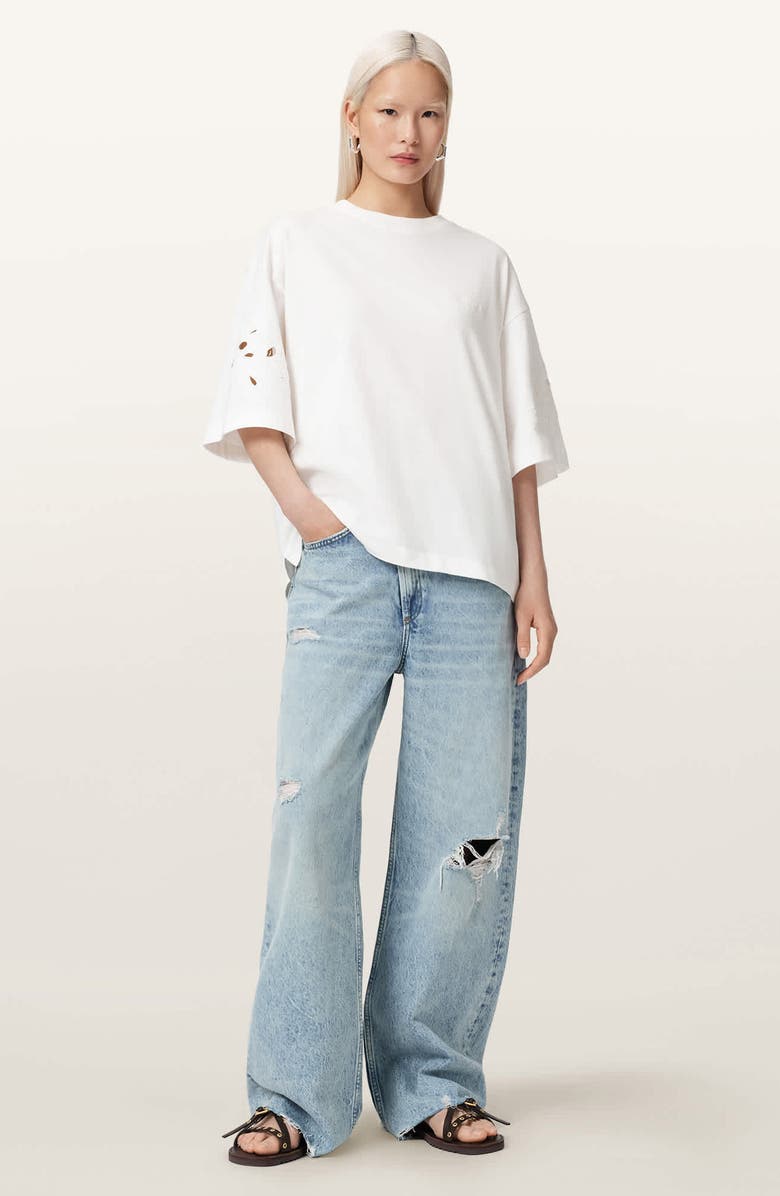 AllSaints Lola Amelie Oversize T-Shirt, Alternate, color, Optic White
