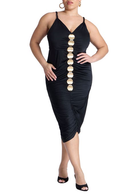 Hardware Shirred Midi Dress (Plus)