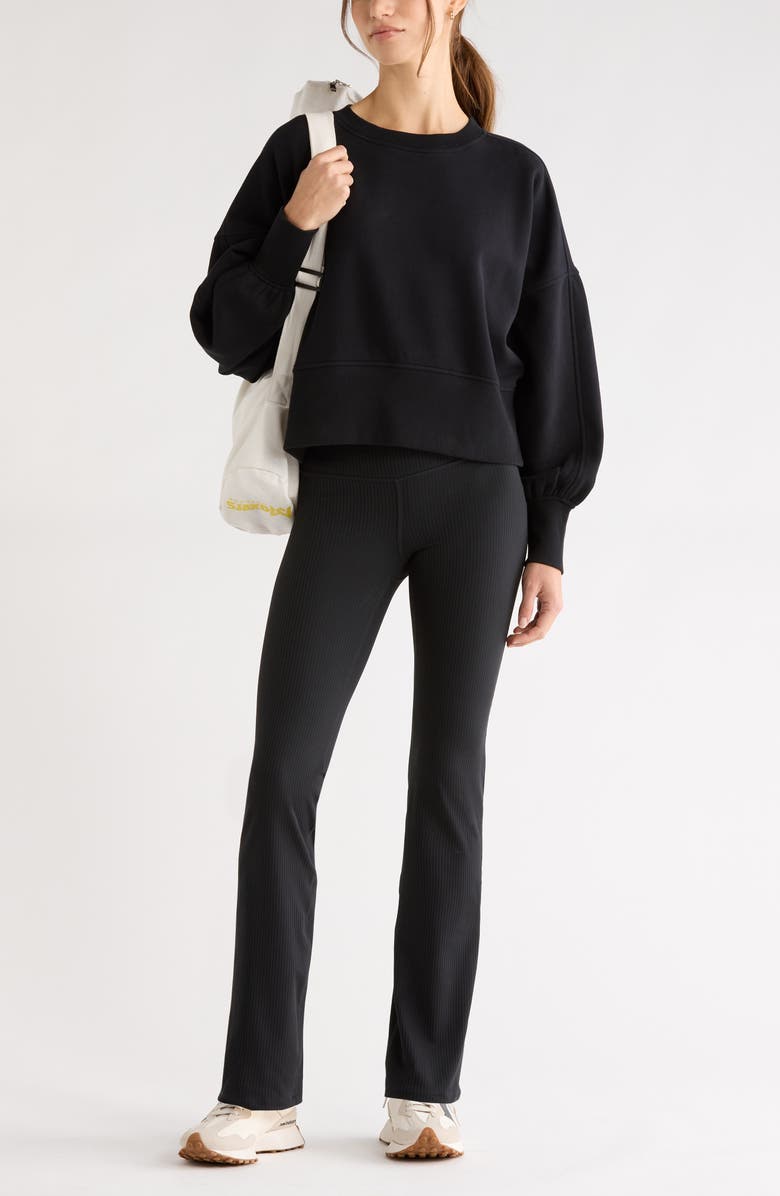 Zella Cloud Fleece Relaxed Sweatshirt, Alternate, color, Black