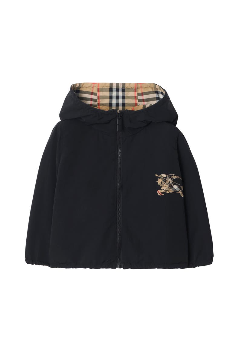 Reversible Check Hooded Jacket, Main, color, Sand beige