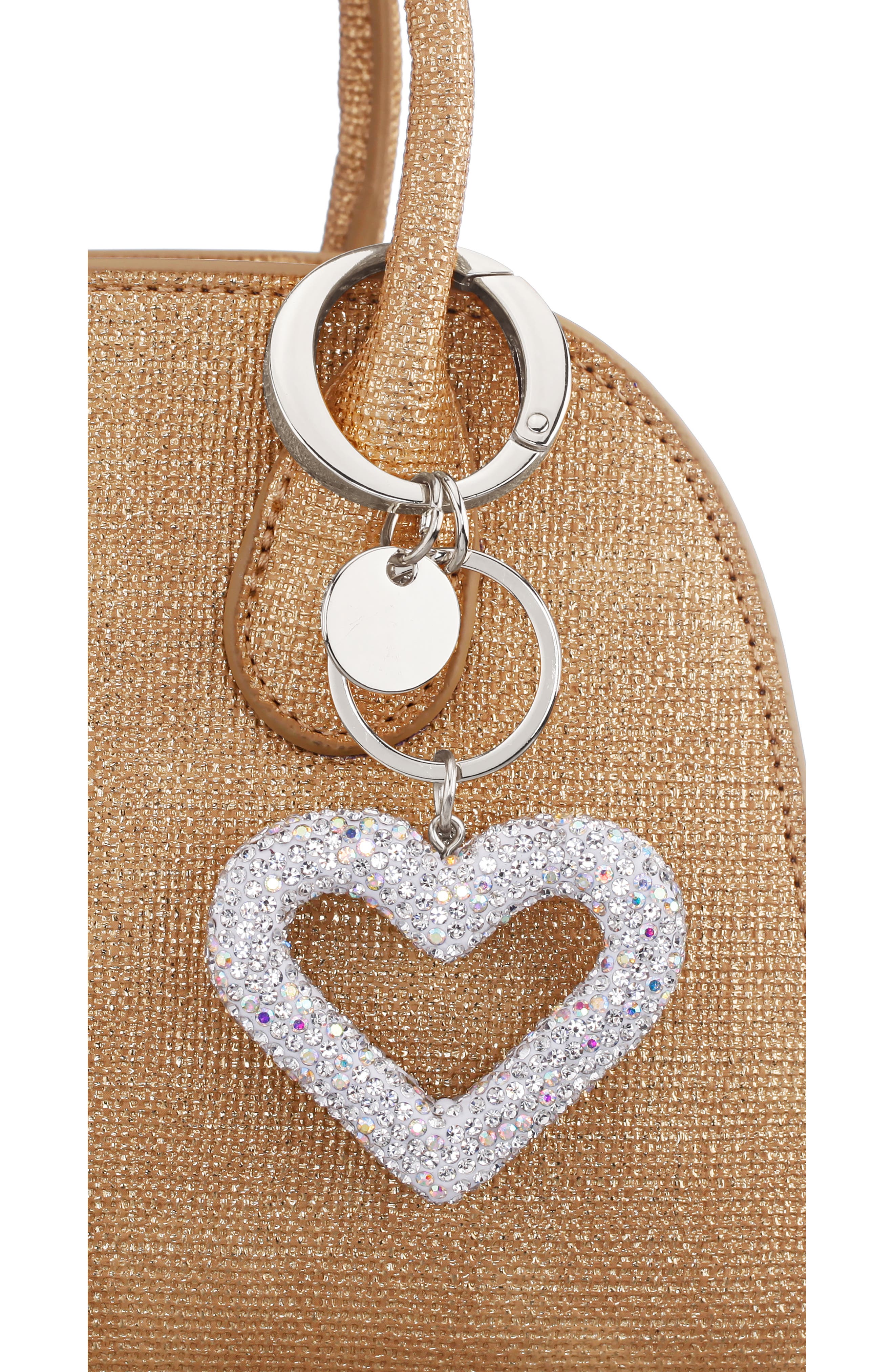 Corazon Crystal Heart Bag Charm, Alternate, color, SILVER