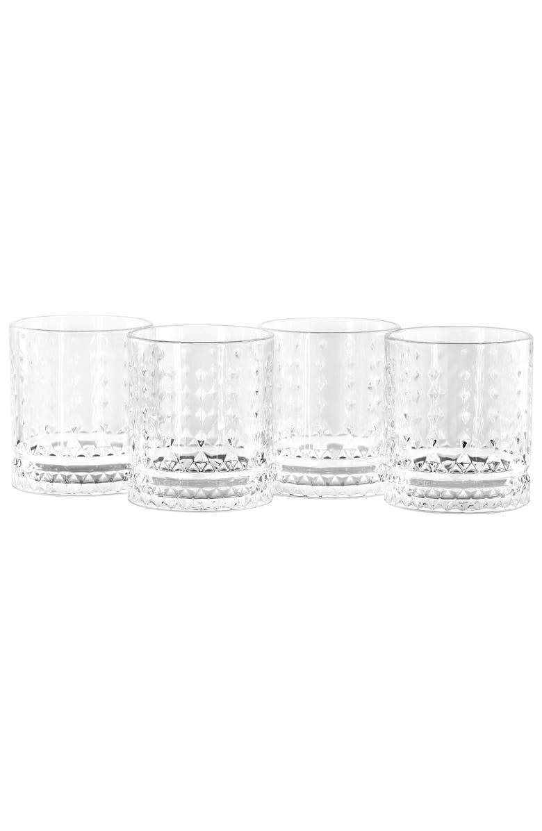 Gibson Home 4 Piece 13 Ounce Teardrop Embossed Double Old-Fashioned Glass Set, Alternate, color, Clear