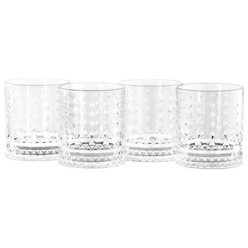Gibson Home 4 Piece 13 Ounce Teardrop Embossed Double Old-fashioned Glass Set In Transparent