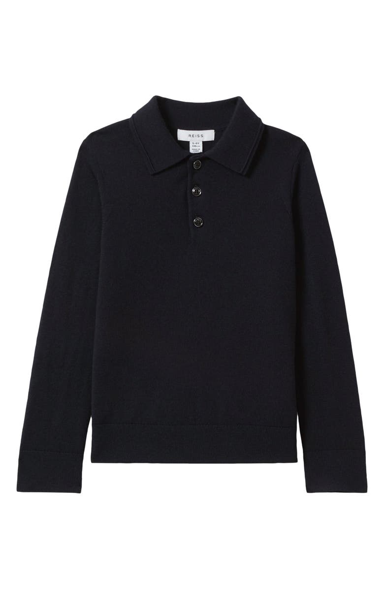 Reiss Kids' Trafford Jr. Wool Polo Sweater, Main, color, Navy