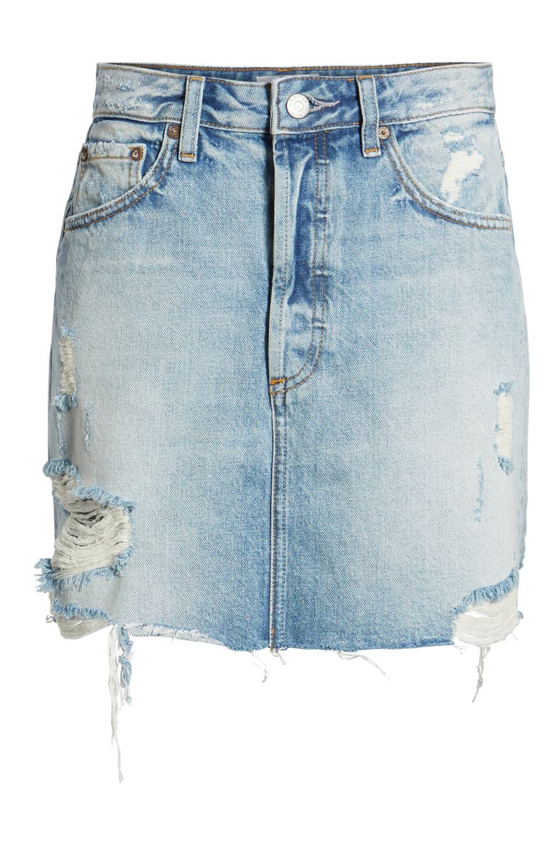 Boyish Jeans The Corey Frayed Denim Miniskirt, Alternate, color,