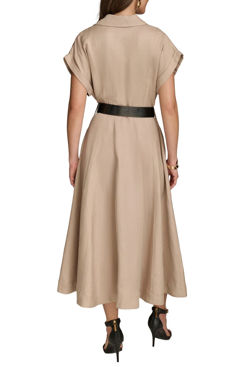 Linen Blend Belted Midi Shirtdress, Alternate, color, FAWN LINEN