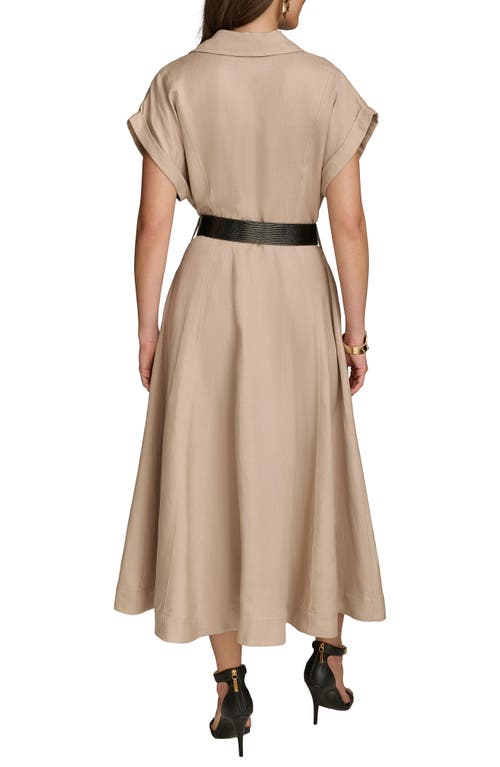 Donna Karan New York Linen Blend Belted Midi Shirtdress In Fawn Linen