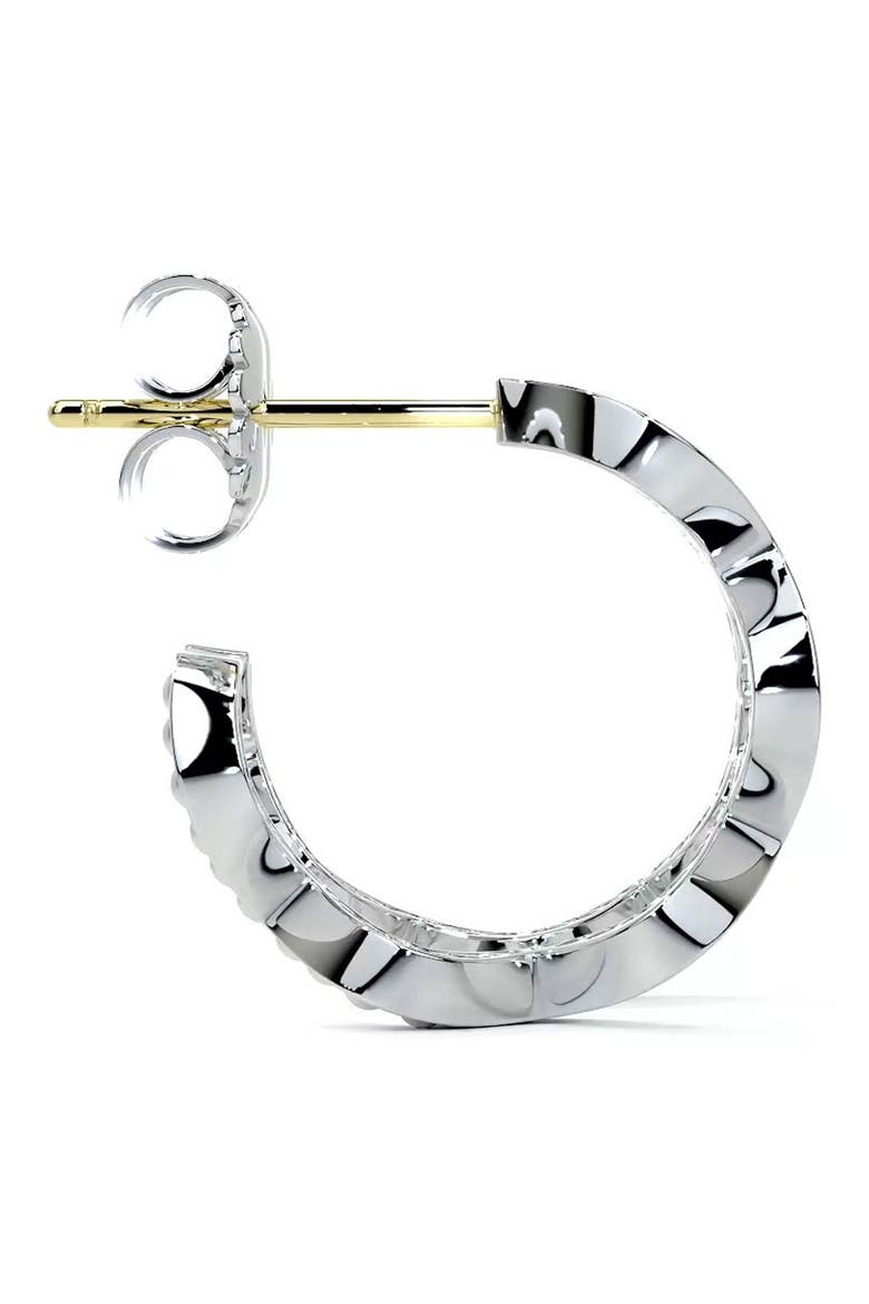 Caviar Spark Diamond Wave Hoop Earrings, Alternate, color, SILVER
