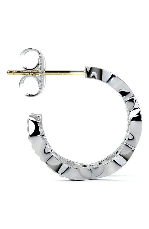 Lagos Sterling Silver Caviar Spark Diamond Wavy Huggie Hoop Earrings In Silver