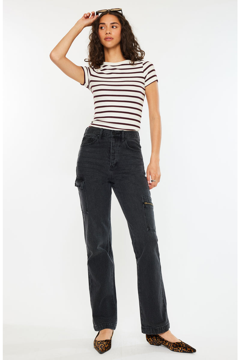 Semarea Ultra High Rise 90's Straight Leg Jeans, Alternate, color, Dark Gray