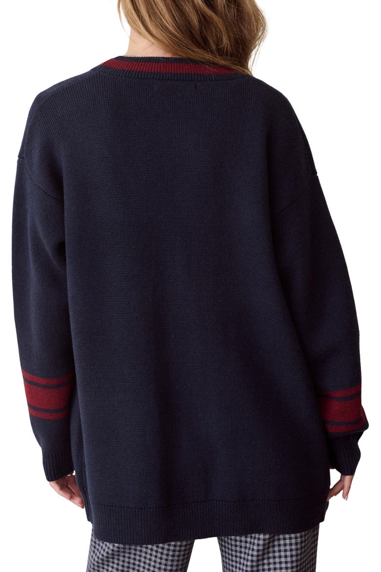 Varsity Long Cardigan, Alternate, color, TWILIGHT