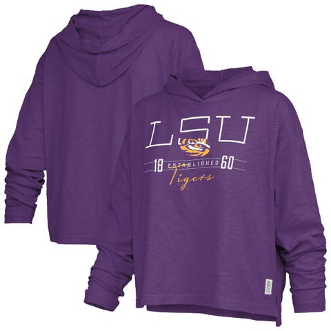 Women's Pressbox  Purple LSU Tigers Castillo Slub Waist Length Long Sleeve Hooded T-Shirt