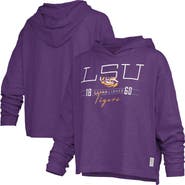 PRESSBOX Women's Pressbox Purple LSU Tigers Castillo Slub Waist Length Long Sleeve Hooded T-Shirt