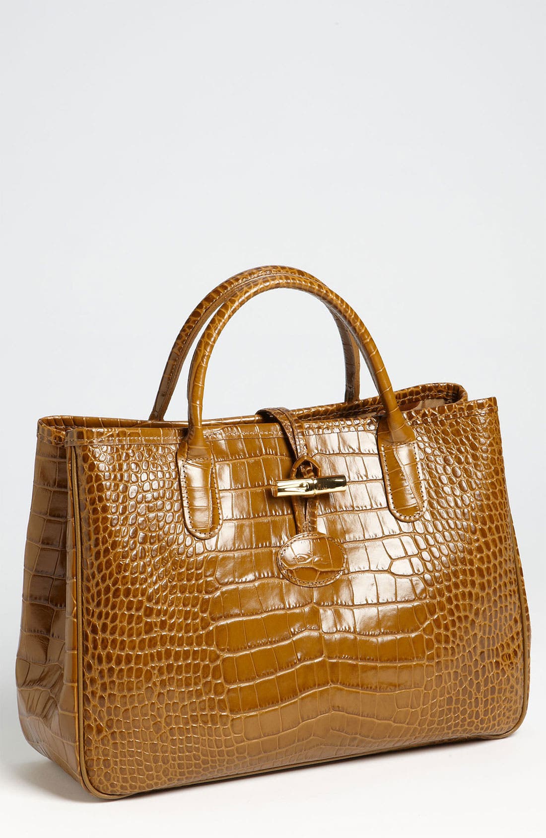 Longchamp 'Roseau' Croc Embossed Tote, Main, color, 