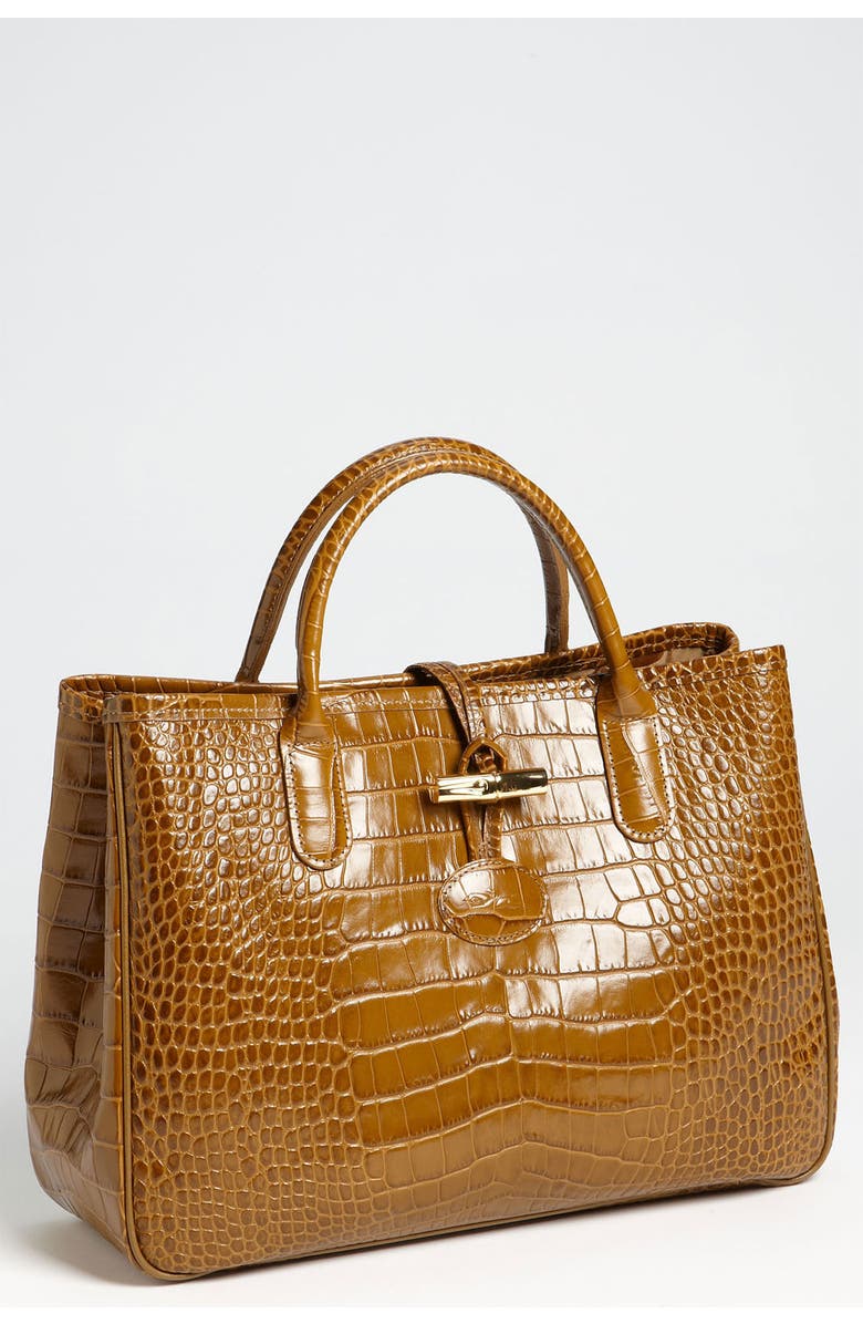 Longchamp 'Roseau' Croc Embossed Tote, Main, color,