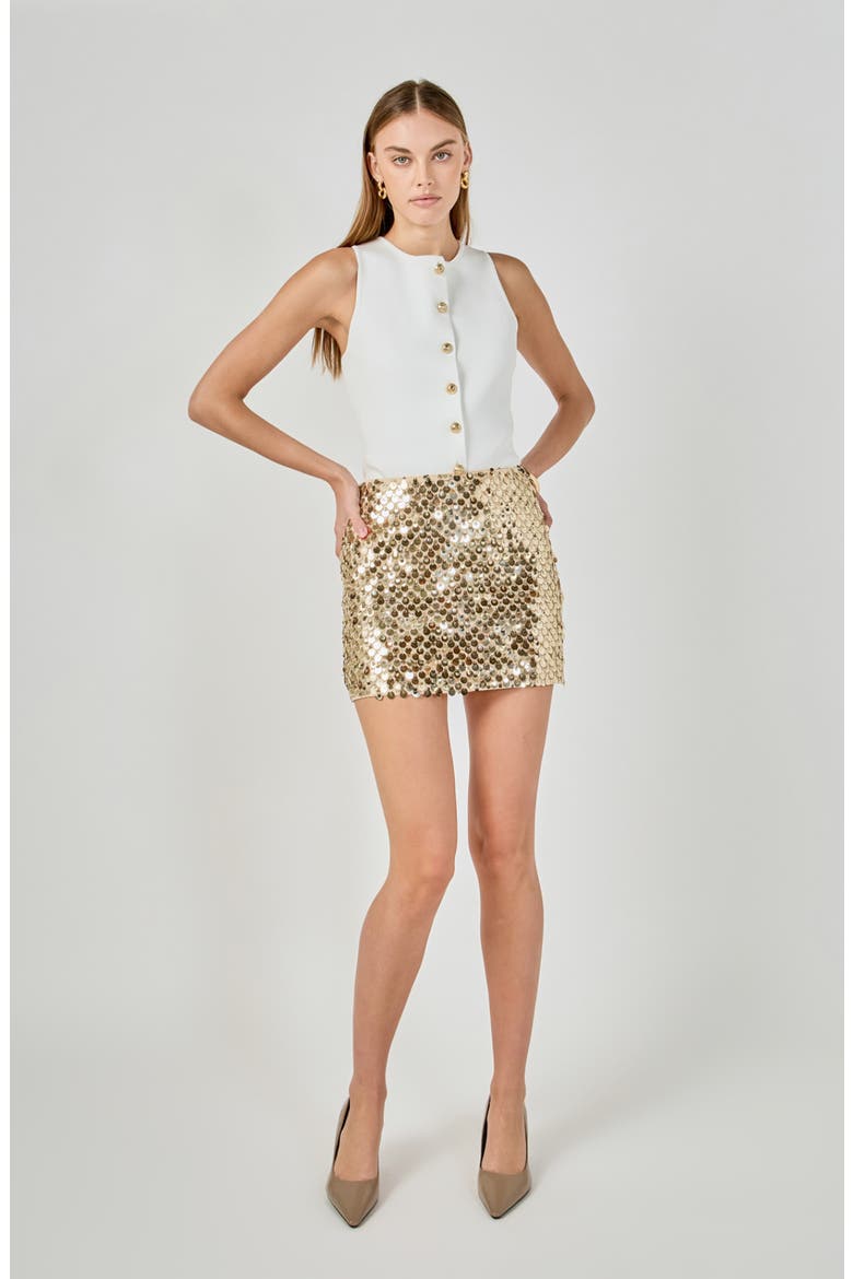 Paillette Sequin Miniskirt, Alternate, color, GOLD