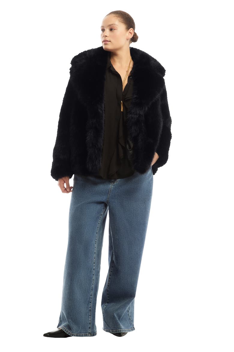 Faux Fur Coat, Main, color, BLACK ONYX