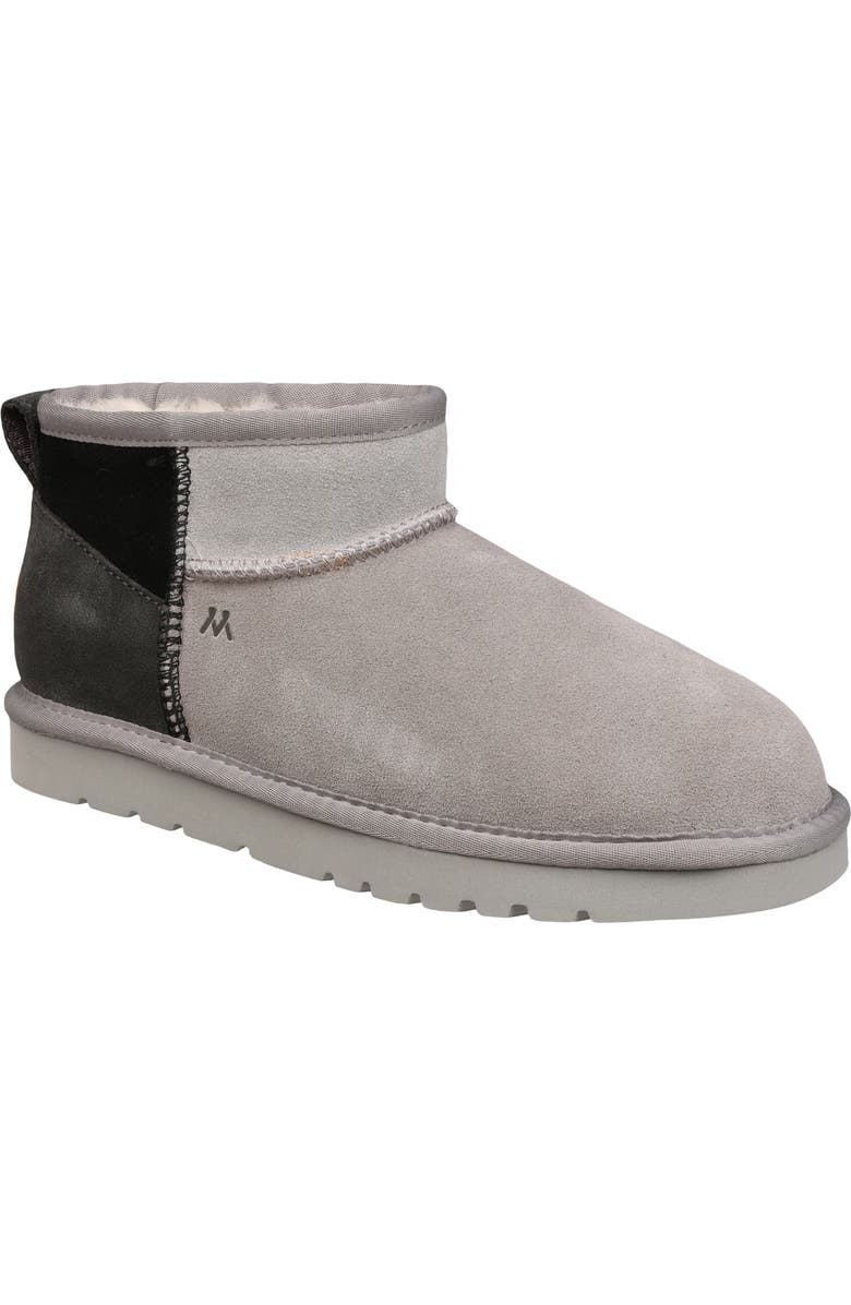 Mykos Genuine Shearling Lined Suede Bootie, Main, color, Charcoal Multi