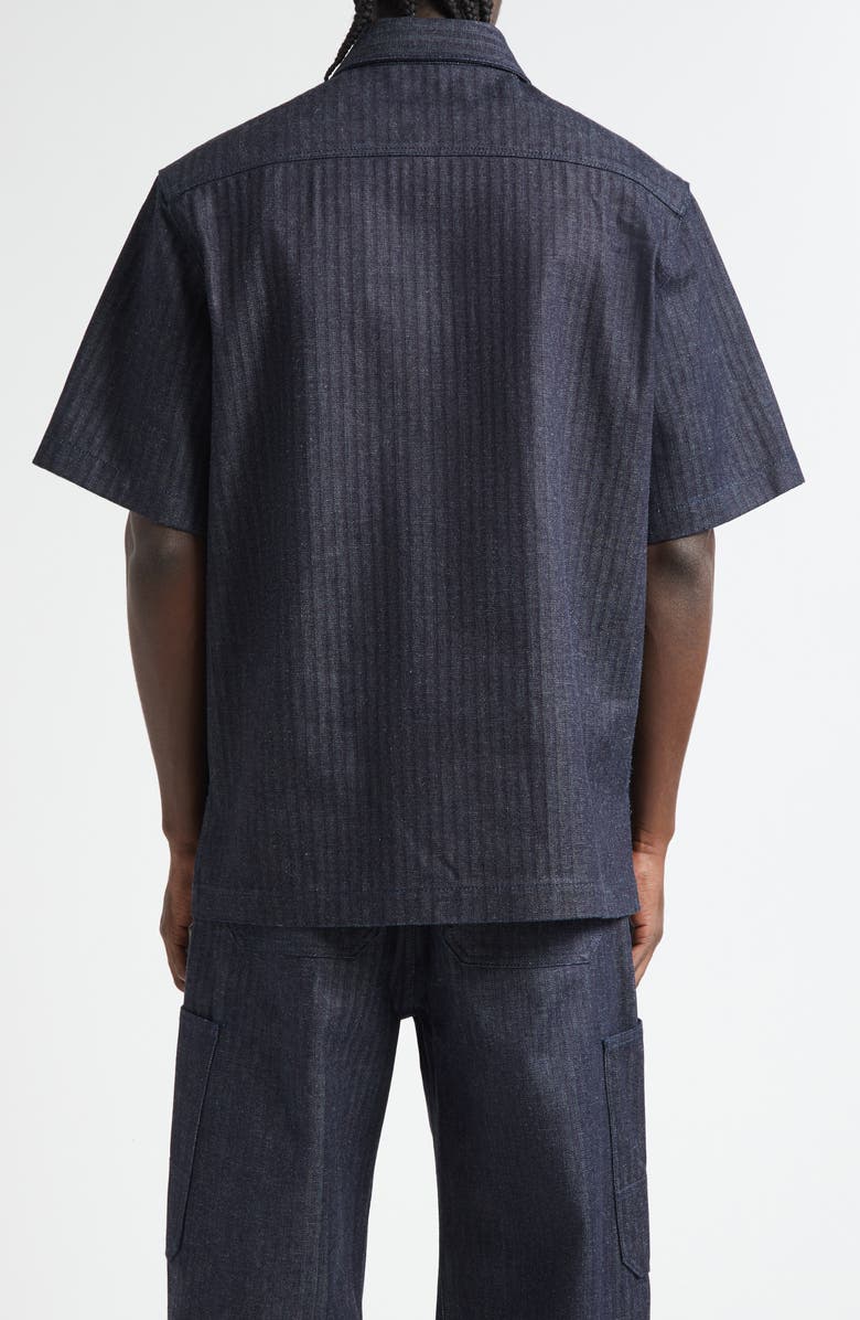 Givenchy Short Sleeve Denim Button-Up Shirt, Alternate, color, Dark Blue