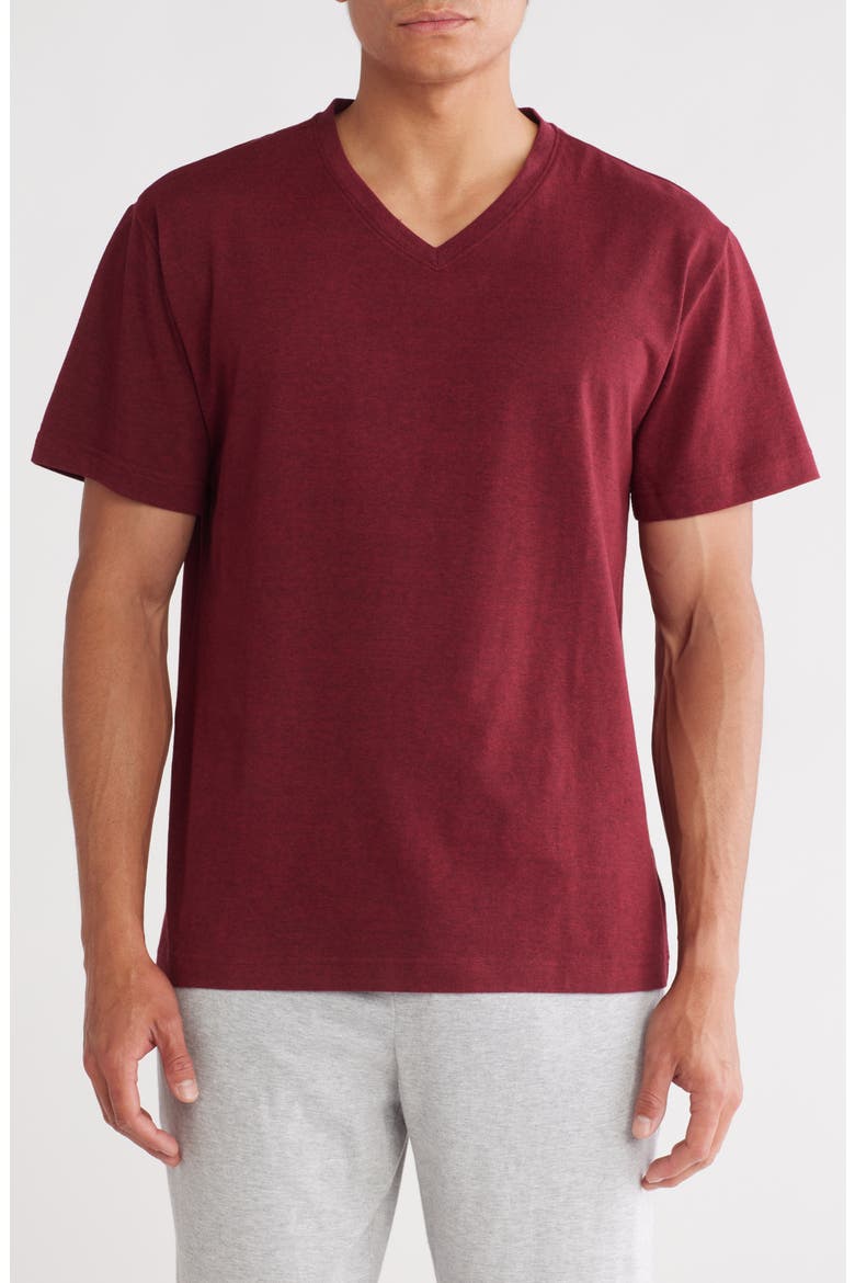 Essentials Short Sleeve V-Neck Pajama T-Shirt, Main, color, CHERRY