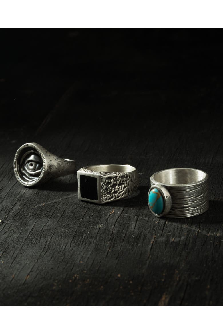 Square with Onyx Silver Ring, Alternate, color, Onyx