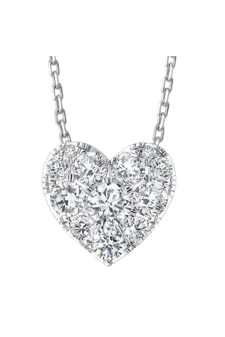 3/4Ct Diamond Heart Pendant 14k Gold 18" Necklace, Main, color, 14k White Gold