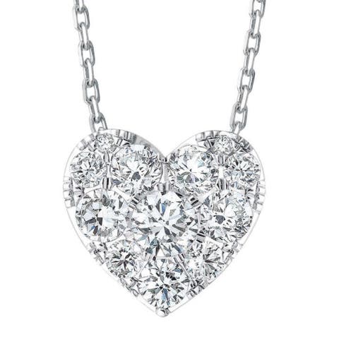 3/4Ct Diamond Heart Pendant 14k Gold 18" Necklace