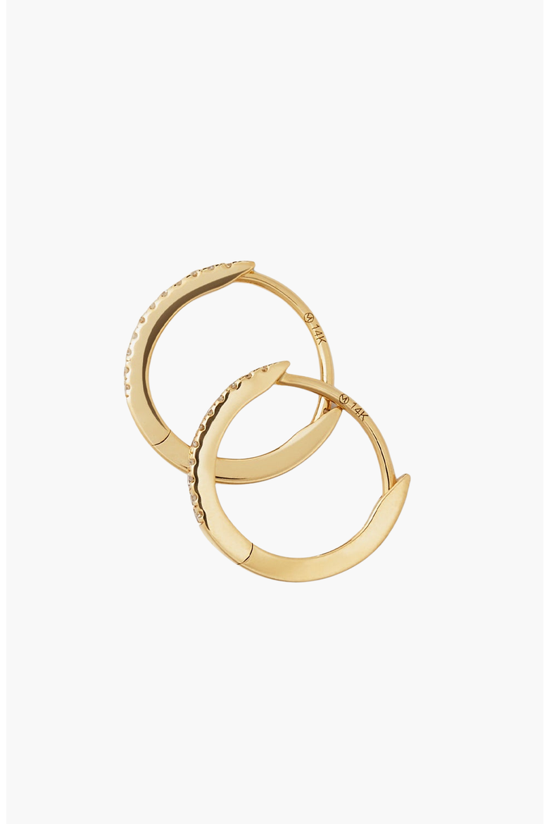 Pave Diamond Huggie Hoops, Alternate, color, Yellow Gold / Diamond