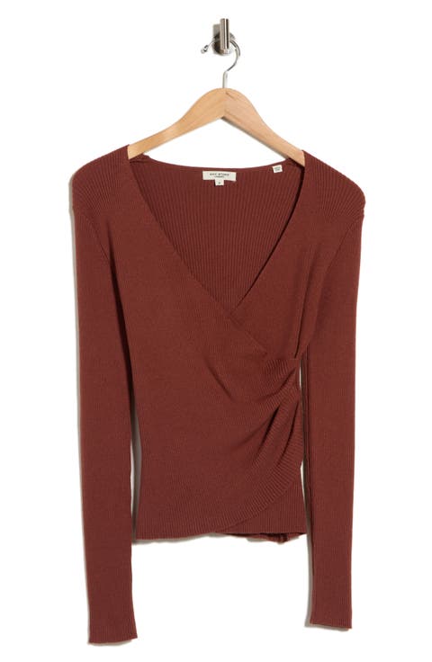 Faux Wrap Knit Sweater