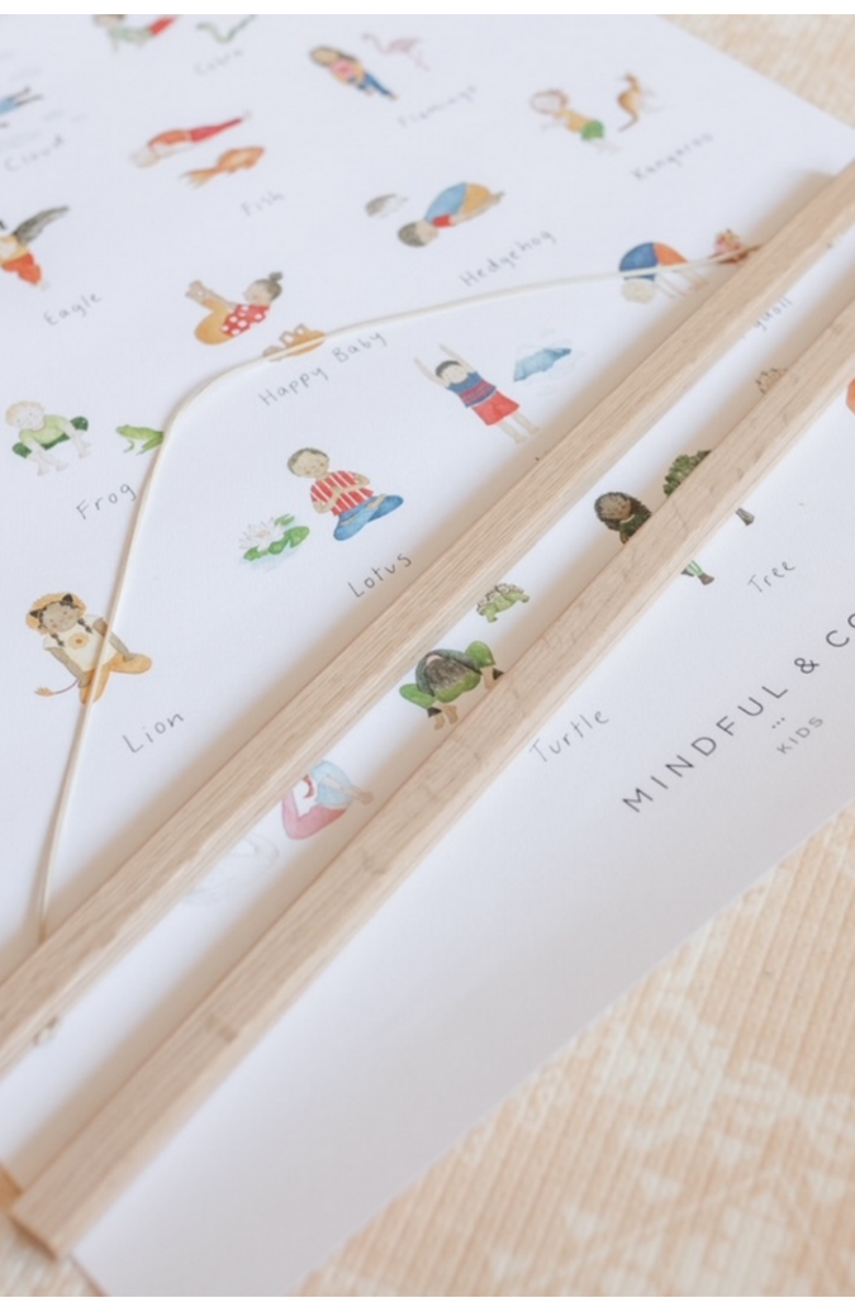 Mindful & Co Kids Wooden Print Hanger, Alternate, color, Wood Brown