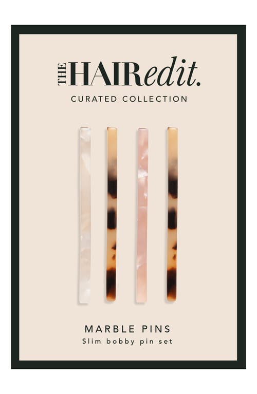 The Hair Edit 4-pack Assorted Marble Slim Bobby Pins In Multi