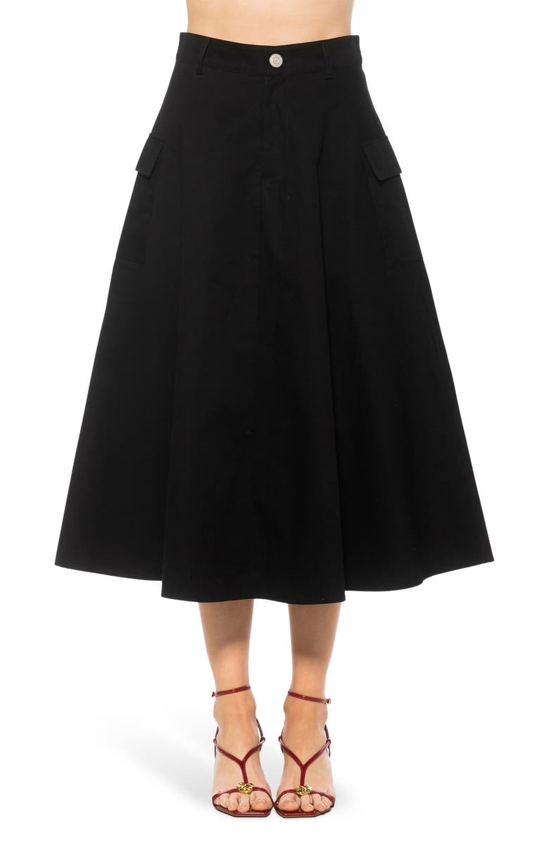 Alexia Admor Avery Cargo Midi Skirt, Main, color, Black