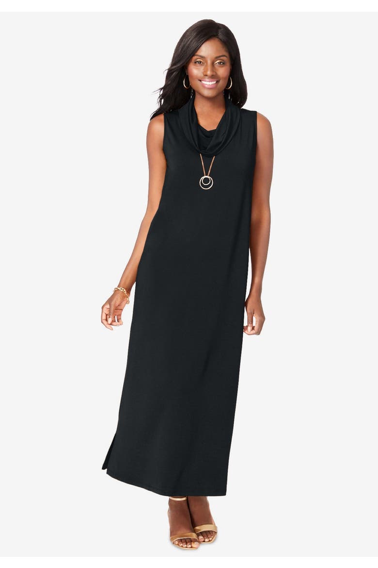 2 Piece Cowlneck Jacket Dress, Alternate, color, BLACK
