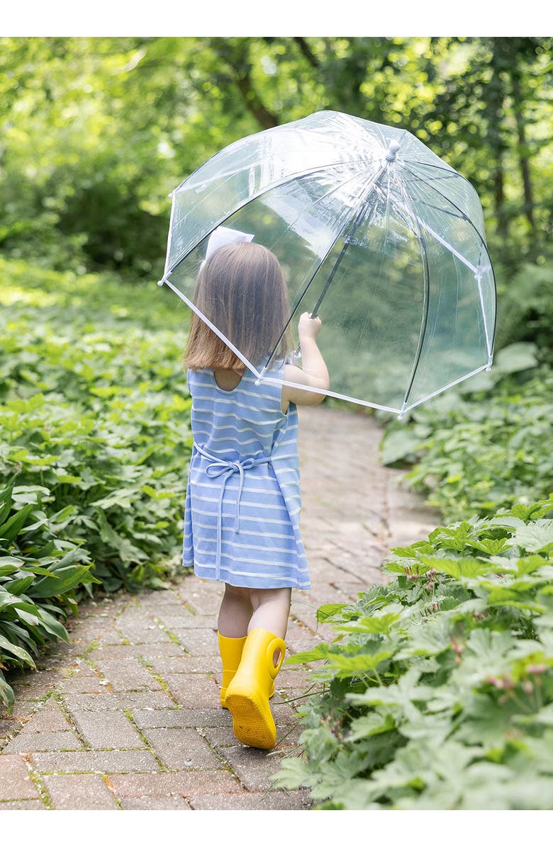 Florence Eiseman Stripe Knit Dress With Bunny & Flowers, Alternate, color, Light Blue / White