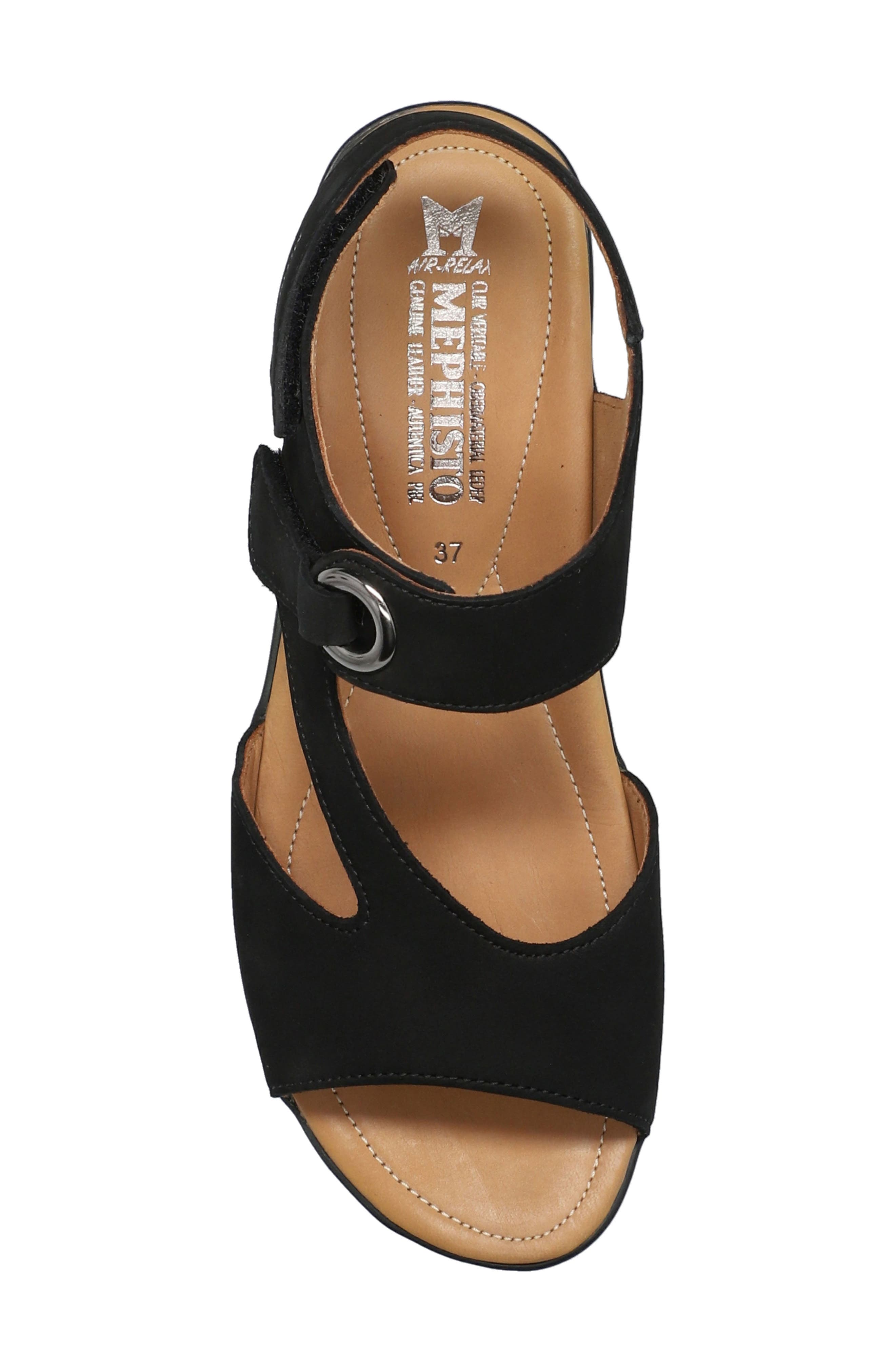 Mephisto Prissie Ankle Strap Sandal, Alternate, color, Black Bucksoft