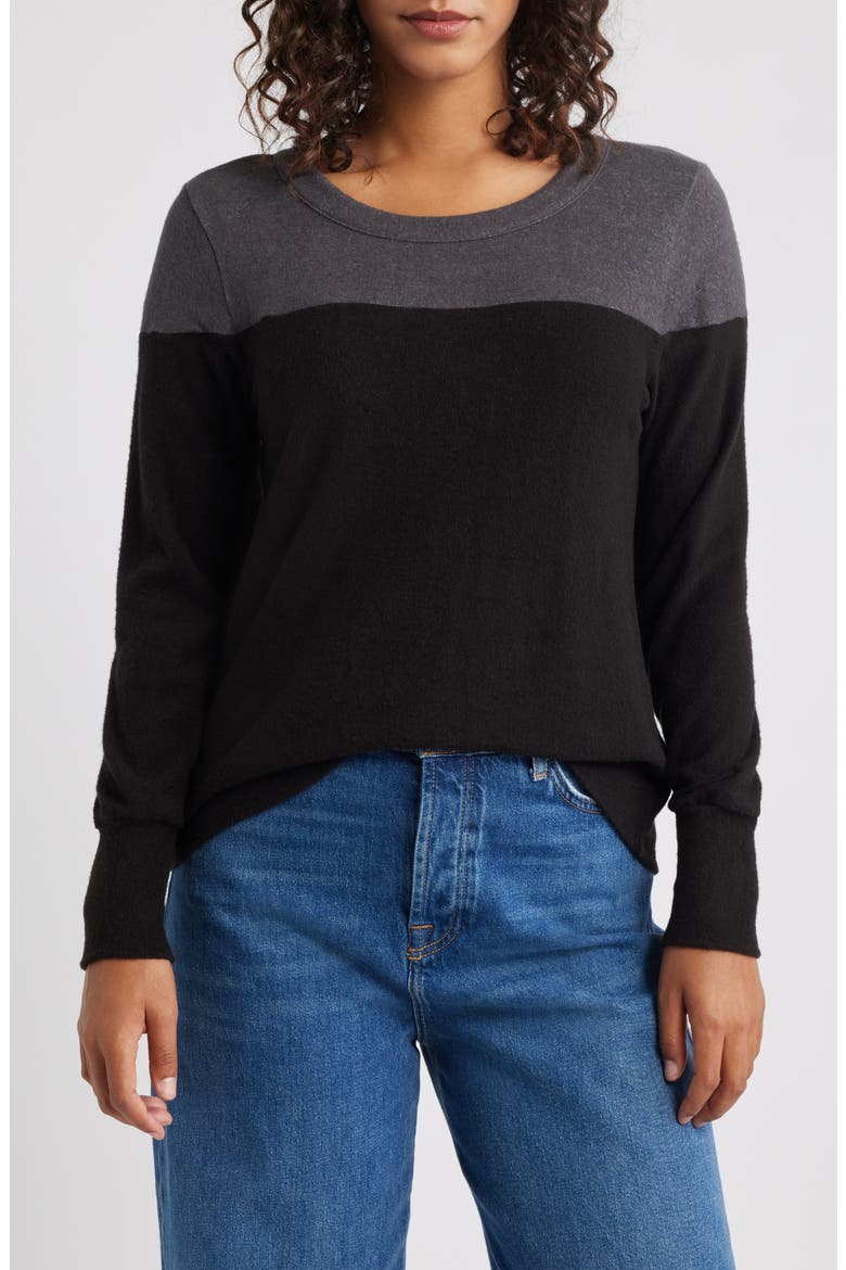Block Crewneck Top, Main, color, GREY/ BLACK
