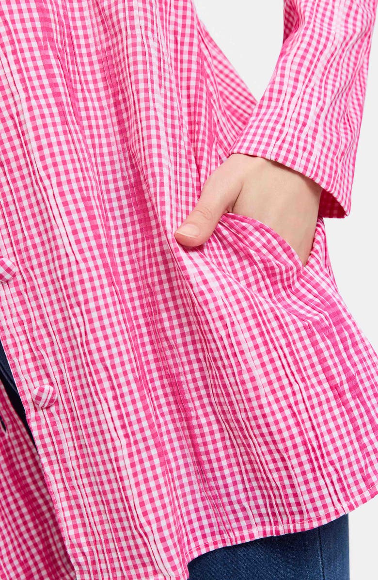 Foxcroft Carolina Gingham Crinkle Cotton Blend Button-Up Shirt, Alternate, color,