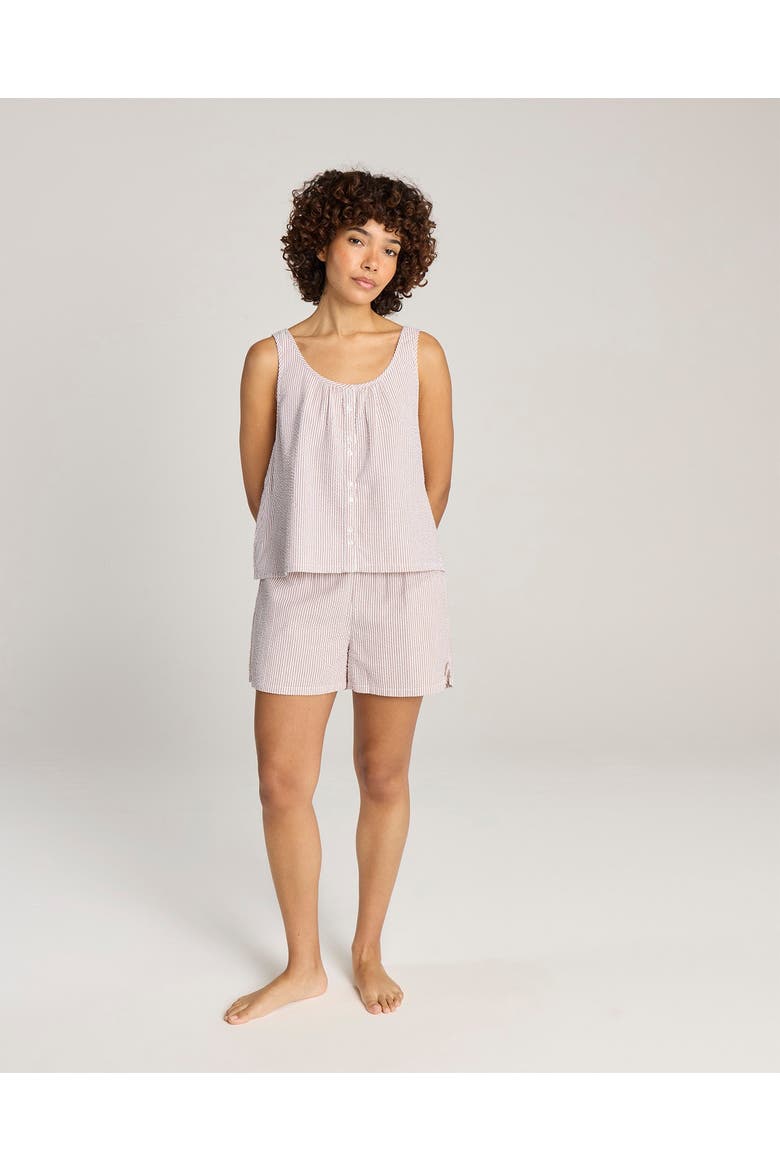 The Seersucker Button Cami Top, Alternate, color, Mocha Stripe