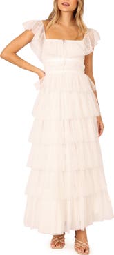 Petal & Pup Belle Swiss Dot Tulle Tiered Maxi Dress
