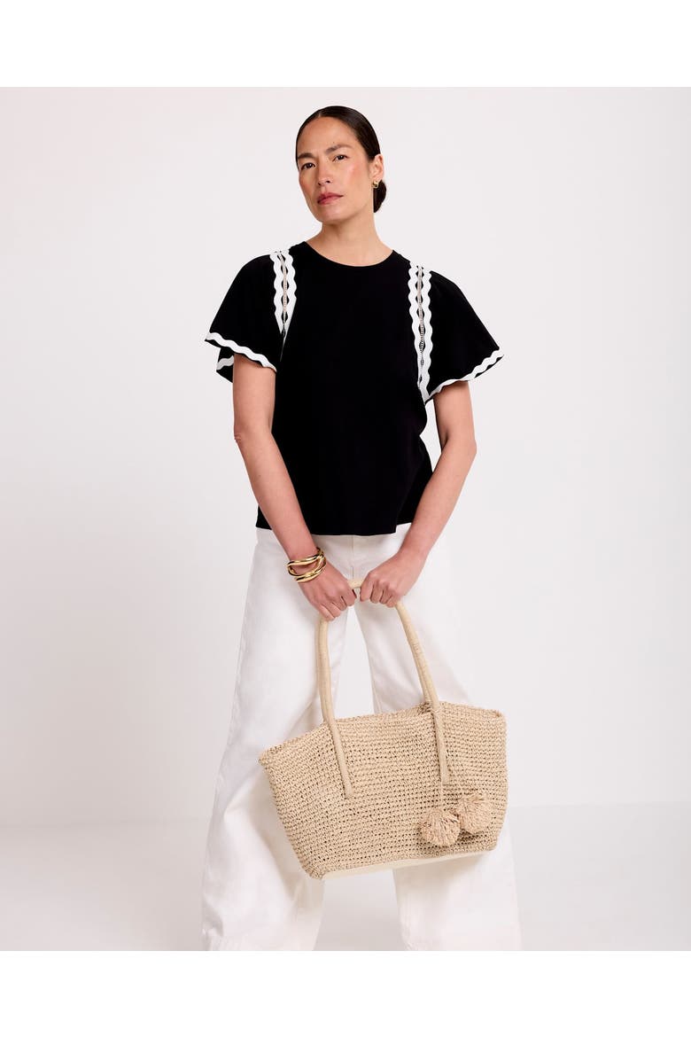 Ric Rac Trim Cotton Top, Alternate, color, Black
