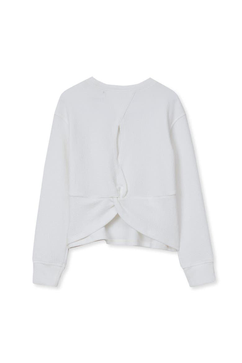 Girls Long Sleeve Twist Back Active Top, Alternate, color, White