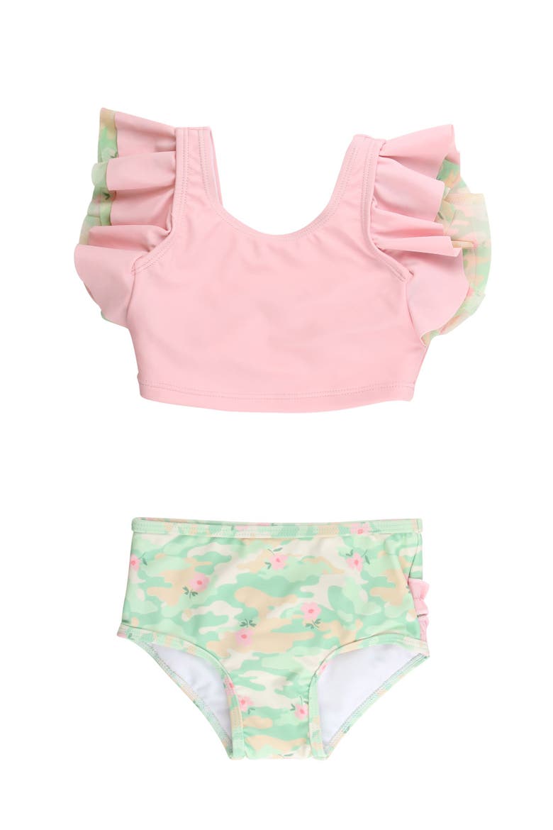 Girls UPF50+ Butterfly Tankini, Main, color, Sage Blossom Camo
