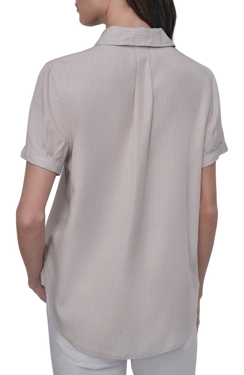 DKNY Jeans Cuff Sleeve Chambray Shirt, Alternate, color, Bay Print Stripe